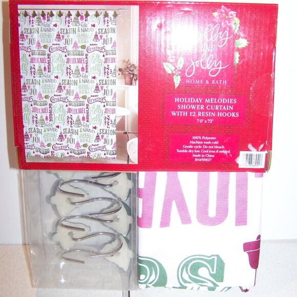 Holly & Jolly Home & Bath NWT Shower Curtain Set - Picture 2 of 4